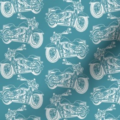 Smaller Motorcycle Sketch Turquoise