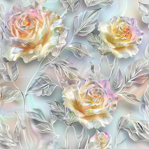 Silvered Shining Yellow and Pink Roses