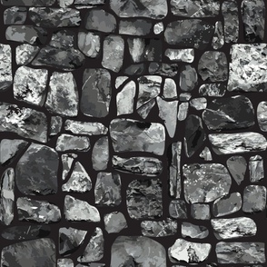 Old Irish Textured Stone Wall in Black