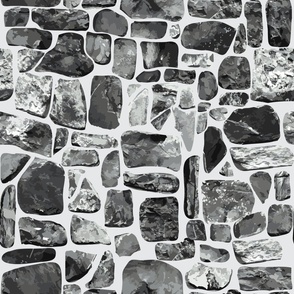 Old Irish Textured Stone Wall in Black & White