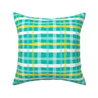 Spring Easter Celebration Basket Plaid Aqua Yellow White Regular