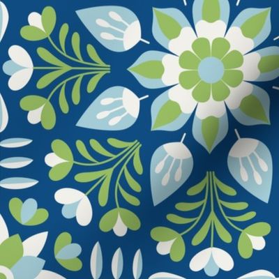 Floral ornament (navy-green)