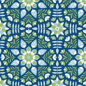 Floral ornament (navy-green)