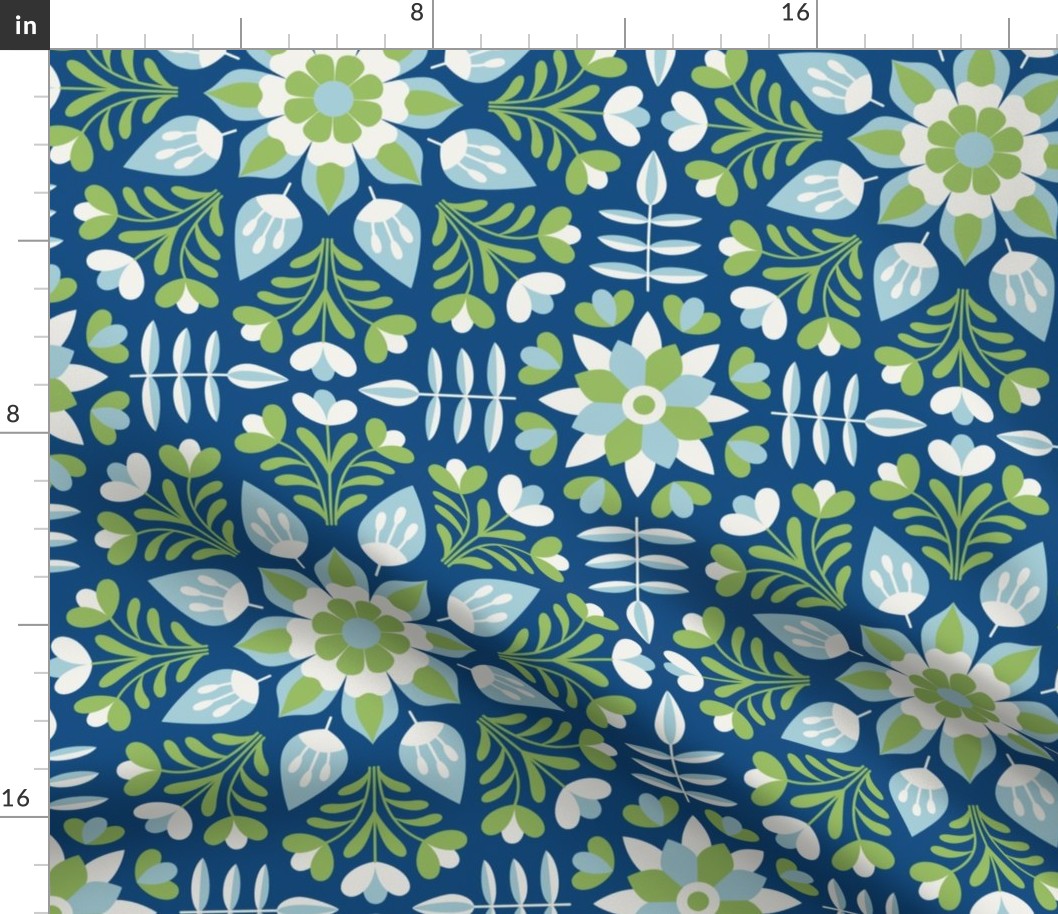 Floral ornament (navy-green)