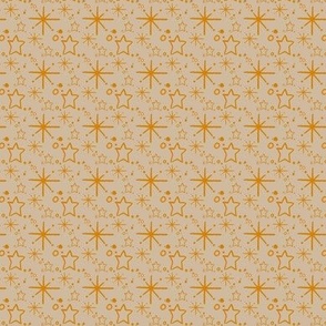 Miniature Stars and Starbursts, Ditsy Dollhouse Tiny Repeats, Cream and Golden Yellow