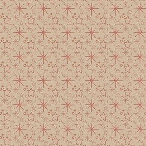 Miniature Stars and Starbursts, Ditsy Dollhouse Tiny Repeats, Cream and Mauve Pink