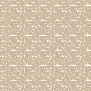 Miniature Stars and Starbursts, Ditsy Dollhouse Tiny Repeats, Cream and White