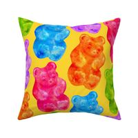 Watercolor Gummy Bear Treat  on a Yellow Background