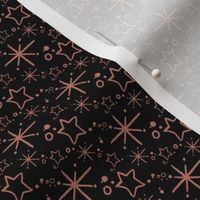 Miniature Stars and Starbursts, Ditsy Dollhouse Tiny Repeats, Black and Mauve Pink