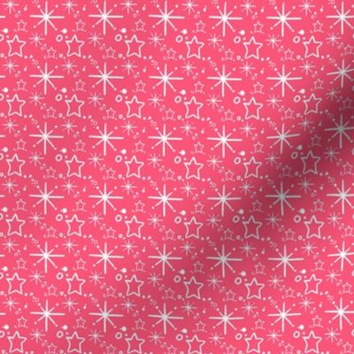 Miniature Stars and Starbursts, Ditsy Dollhouse Tiny Repeats, Hot Pink and White