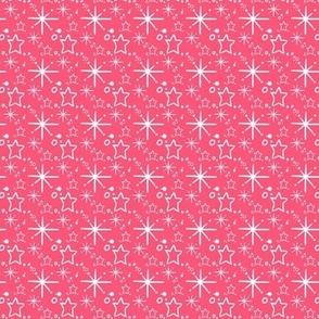 Miniature Stars and Starbursts, Ditsy Dollhouse Tiny Repeats, Hot Pink and White