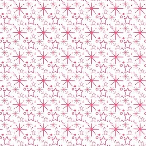 Miniature Stars and Starbursts, Ditsy Dollhouse Tiny Repeats, White and Hot Pink