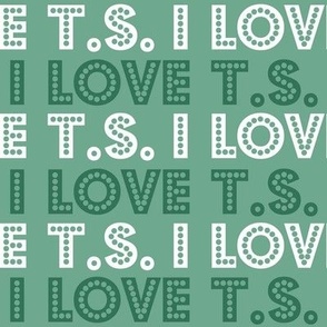 Smaller I Love TS Letters Mint Green and White