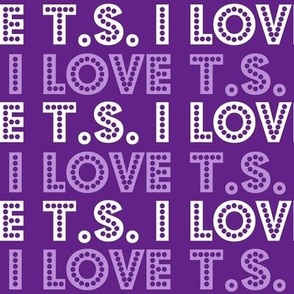 Smaller I Love TS Letters Purple and White