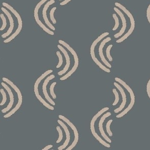 Geometric Block Print Waves in slate gray