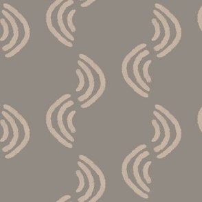 Geometric Block Print Waves in sandlewood brown