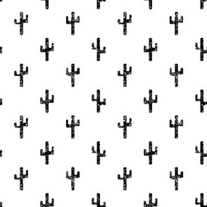 Modern desert cactus in black and white. Small scale