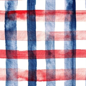 21" Watercolor plaid in red, white and blue
