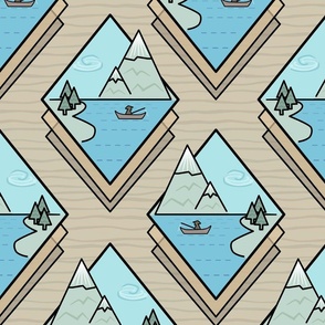 Lake diamond grid calm fishing line Art - large 
