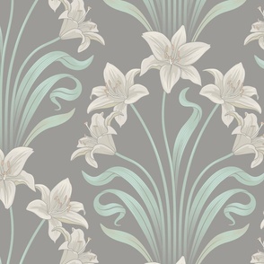 art-nouveau lily Pantone Ghost grey 