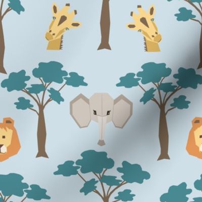 Kids African Safari Animals - lions, elephants, giraffes, in boho colors