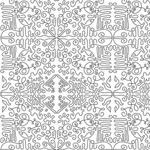 (M)Ornamental Tapestry, Black & White, Mid Scale