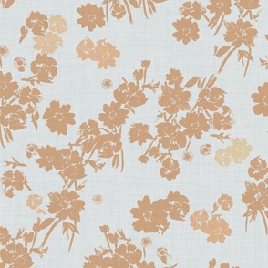 Poppy Flowers in tan on linen texture