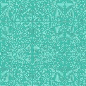 (M)Ornamental Tapestry, Bright Teal, Mid Scale