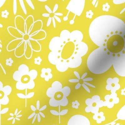 Spring Easter Celebration Happy Blooms Floral Yellow Large