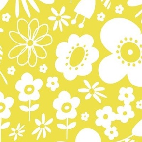 Spring Easter Celebration Happy Blooms Floral Yellow Large