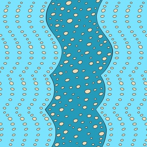 air bubbles and waves on light blue and dark blue background  (medium)