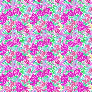 Abstract floral pattern in preppy colors 6”x6”
