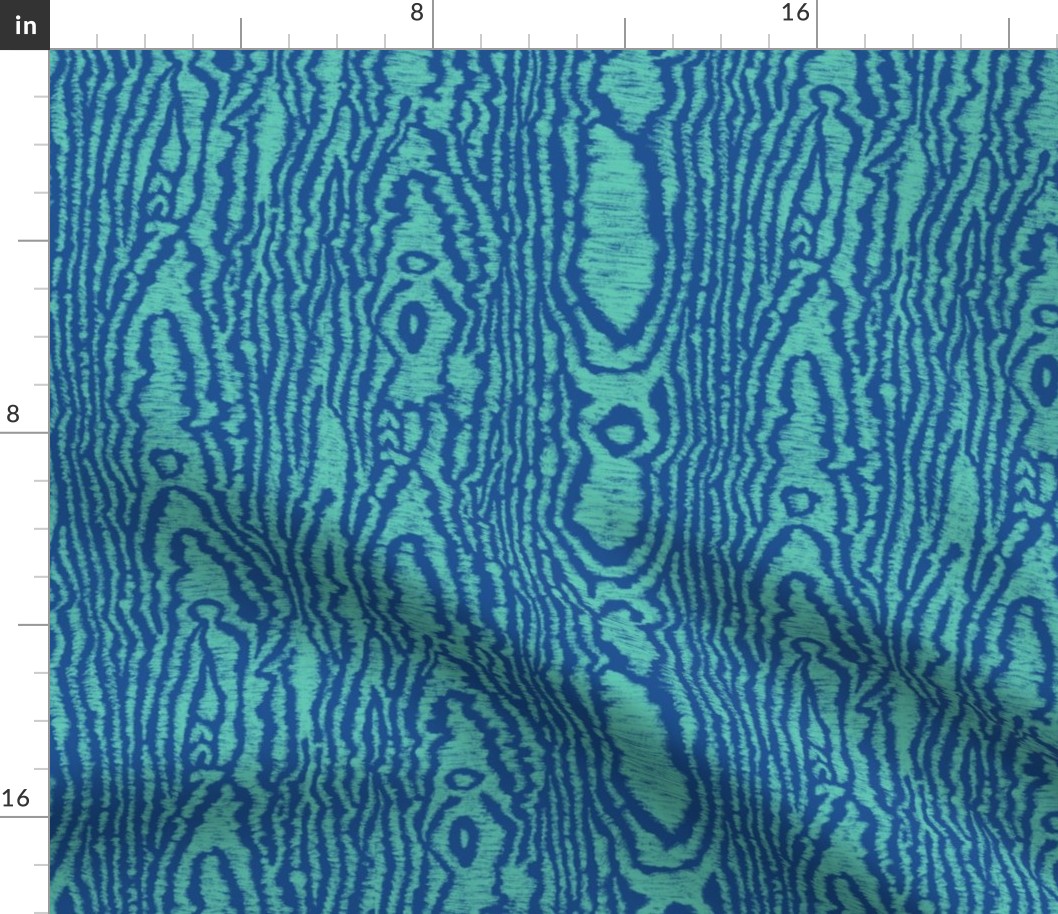 Moire Texture (Large) - Pantone Bermuda Green on Nautical Blue  (TBS101A)