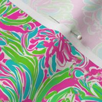 Preppy pink and green paisley
