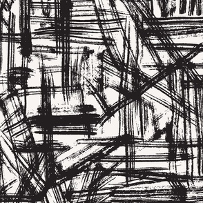 Brush Strokes -  Large Scale - Black and White Abstract Geometric Artsy lines