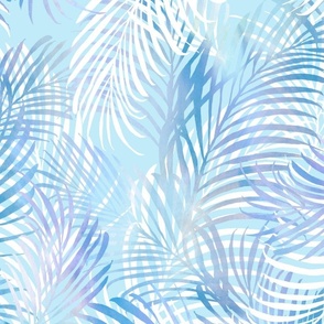Hawaiian Palms Metallic Blue 150