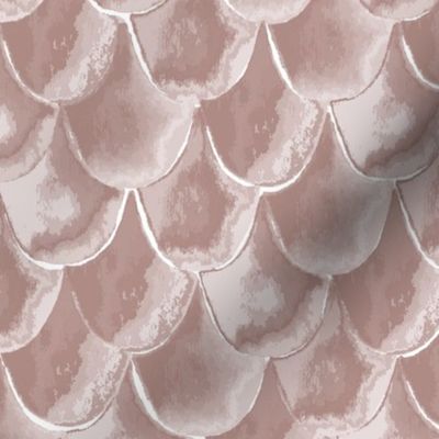 Watercolor ombre blush pink fish mermaid scalloped scales 12x12 repeat
