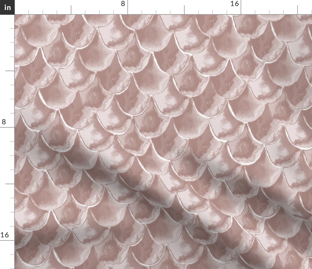 Watercolor ombre blush pink fish mermaid scalloped scales 12x12 repeat