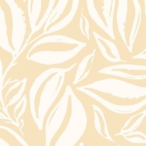 Cornsilk Yellow and White Climbing Vine Leaves Large Scale 24in repeat