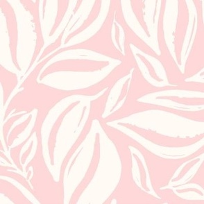 Pink and White Climbing Vine Leaves Large Scale 24in repeat
