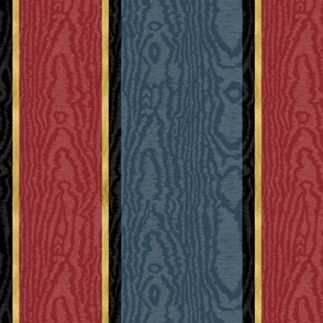 Moire Stripes (Medium) - Sultan's Palace Red, Gentleman's Gray Navy, Black and Gold Foil   (TBS101)