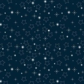 Stars and Starbursts on Dark Blue Green