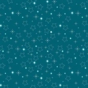 Stars and Starbursts on Teal Blue Green