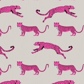 Cheetah Cha Cha - Hot Pink on Warm Gray