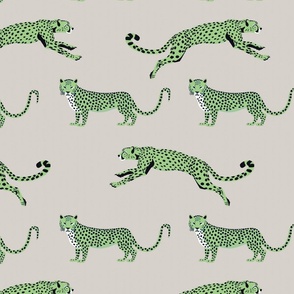 Cheetah Cha Cha - Green on Warm Gray