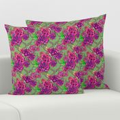 Retro roses damask, small scale, vintage violet
