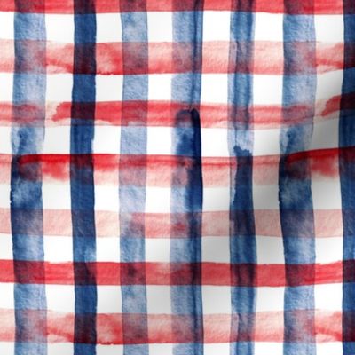 6" Watercolor plaid in red, white and blue