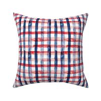 6" Watercolor plaid in red, white and blue