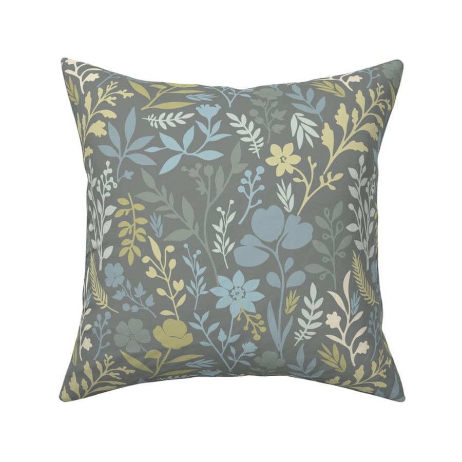 Ditsy Stylised Flowers & Leaves Light Brown