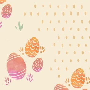 Easter Eggs, Pink & Orange Watercolor